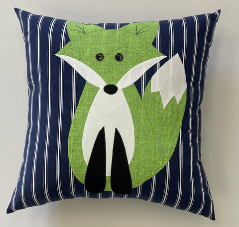Pillow - Navy Stripe with Green Vixen