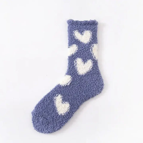 💙 Dark Blue Heart Fleece Socks – Sweet & Snuggly Edition