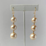 ✨ Triple Pearl Drop Earrings – 3" 🤍