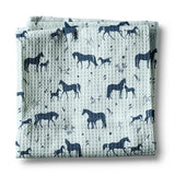 🐎💙 Blue Horse & Pony Waffle Weave Kitchen Towel