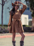 🤎 Western Suede Shirt Mini Dress – Saddle Suede Chic