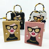 Retro Beauty Pattern Crossbody Bag- Gold