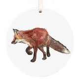 Red Fox 2 Porcelain Ornament
