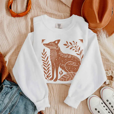🦊 Sweet Briar Fox Crewneck Sweatshirt – Woodland White