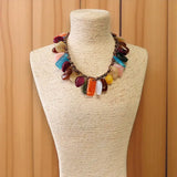 ✨ Chunky Rainbow Woven Bib Necklace