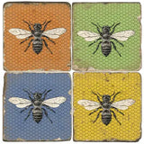 🪺 Bees – Tumbled Marble Coasters (Set of 4)