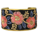 🌸 Sweet Briar Vintage Pink & Blue Embroidered Cuff Bracelet