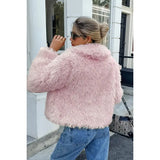 🌸 Elegant Faux Fur Jacket – Soft Pink Luxe