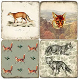 🦊 Fantastic Foxes – Tumbled Marble Coasters (Set of 4)