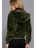🌿 Sweet Briar Luxe Faux Fur Hoodie Jacket-Olive Green