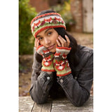 🦊 Sweet Briar “Skulk of Foxes” Fair Isle Wool Fingerless Gloves – Red