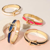 🖤 Sweet Briar Gold-Plated Enamel Belt Bangle – Black & Gold