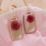 🌸 Sweet Briar Cottage Red Pressed Flower Earrings