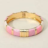 💗 Sweet Briar Enamel Bamboo Hinged Bangle Bracelet