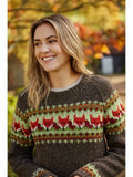 🦊 Sweet Briar “Skulk of Foxes” Fair Isle Wool Sweater – Brown