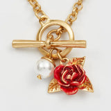 Sweet Briar Rose Pearl Gold Chain Necklace 🌹
