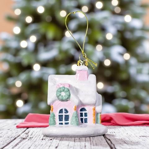 🏠 Winter Dreams Ornament – Pink/Green/White 3x3.75 ✨