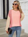 💗 Crew Neck Colorblock Long-Sleeve Top