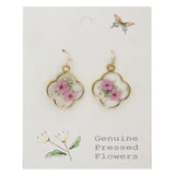 🌸 Sweet Briar Pink Clover Pressed Flower Earrings