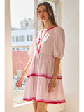 🌸 Striped Long Sleeve Mini Dress – Pink Combo 🌸