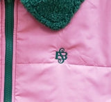 💗🌿 Pink & Green Color Block Puffer Vest