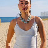 💚 Chunky Multi-Strand Jade Green Beaded Statement Necklace