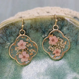🌸 Sweet Briar Pink Clover Pressed Flower Earrings