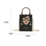 Retro Beauty Pattern Crossbody Bag- Gold