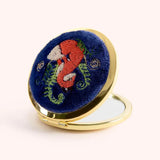 🦊 Embroidered Compact Mirror – Elegant Fox