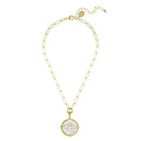 🌿 Etched Bee in Genuine Mother of Pearl Necklace