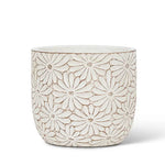 🌼 Sweet Briar Large White Daisy Round Planter – 4.5"H