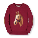 🐴 Sweet Briar x Hope & Henry Horse Intarsia Sweater Maroon