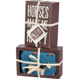 🐴 Horses Make Me Happy – Box Sign & Sock Gift Set