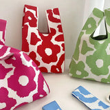 💗 Sweet Briar Pink Knit Floral Handbag-Fuschia