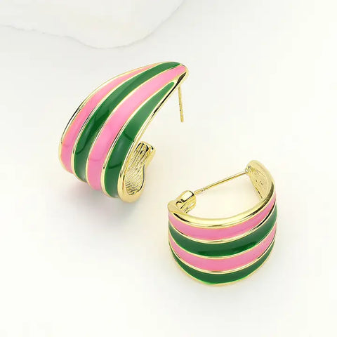 💗 Sweet Briar Vibrant Wave Hoop Earrings 💚