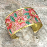 🌸 Sweet Briar Soft Pink Floral Embroidered Cuff Bracelet