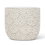 🌼 Sweet Briar Large White Daisy Round Planter – 6"H