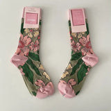 🌹 Vintage Rose Floral Crew Socks
