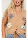🌸 Sweet Briar Daisy Cropped Knit Button Vest