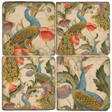 🦚 Peacock Patterns – Tumbled Marble Coasters (Set of 4)
