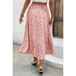 🌸 Plus Size Floral Breeze Drawstring Long Skirt – Pink