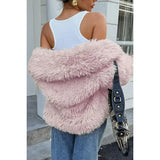 🌸 Elegant Faux Fur Jacket – Soft Pink Luxe