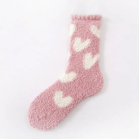 💗 Pink Heart Fleece Socks – Cozy Sweet Style