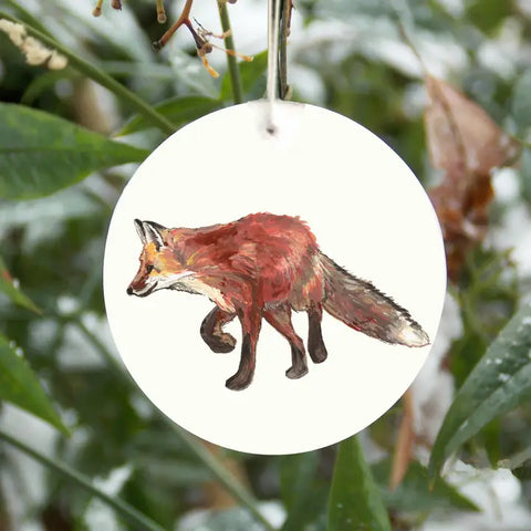Red Fox 2 Porcelain Ornament