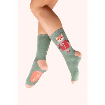 🦊 Glitter Ankle Socks – Cozy Fox