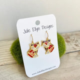 🦊 Stained Glass Small Fox Earrings – Gold