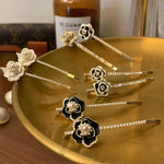 🌸 Camellia Pearl Hair Pin with Rhinestones-Rose