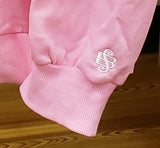 💗 Sachet Pink Contrast Green Striped Patchwork Zip Collar Pullover Sweatshirt