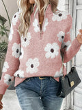 🌸 Floral Half-Zip Sweater