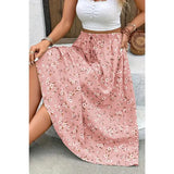 🌸 Plus Size Floral Breeze Drawstring Long Skirt – Pink